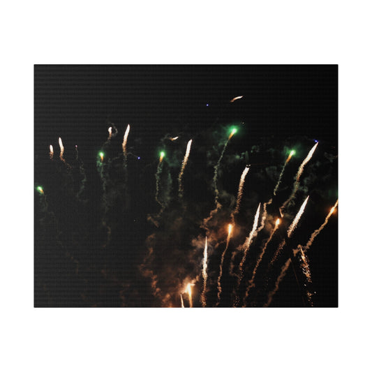 Green And Orange Fireworks With Haze Canvas - The Trio Synergize Group