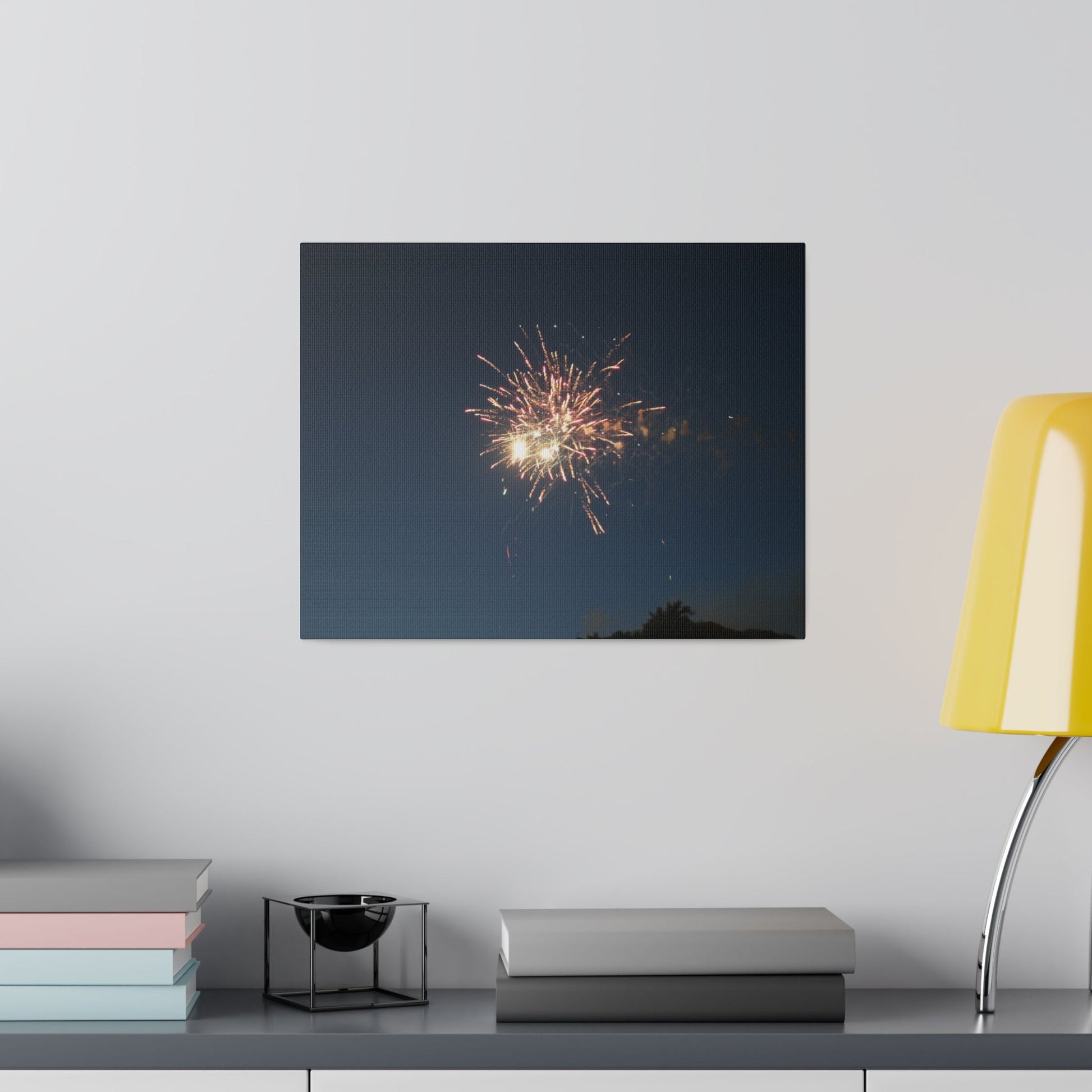 Orange Firework With Red Sparks, Matte Canvas, Stretched, 0.75" - The Trio Synergize Group
