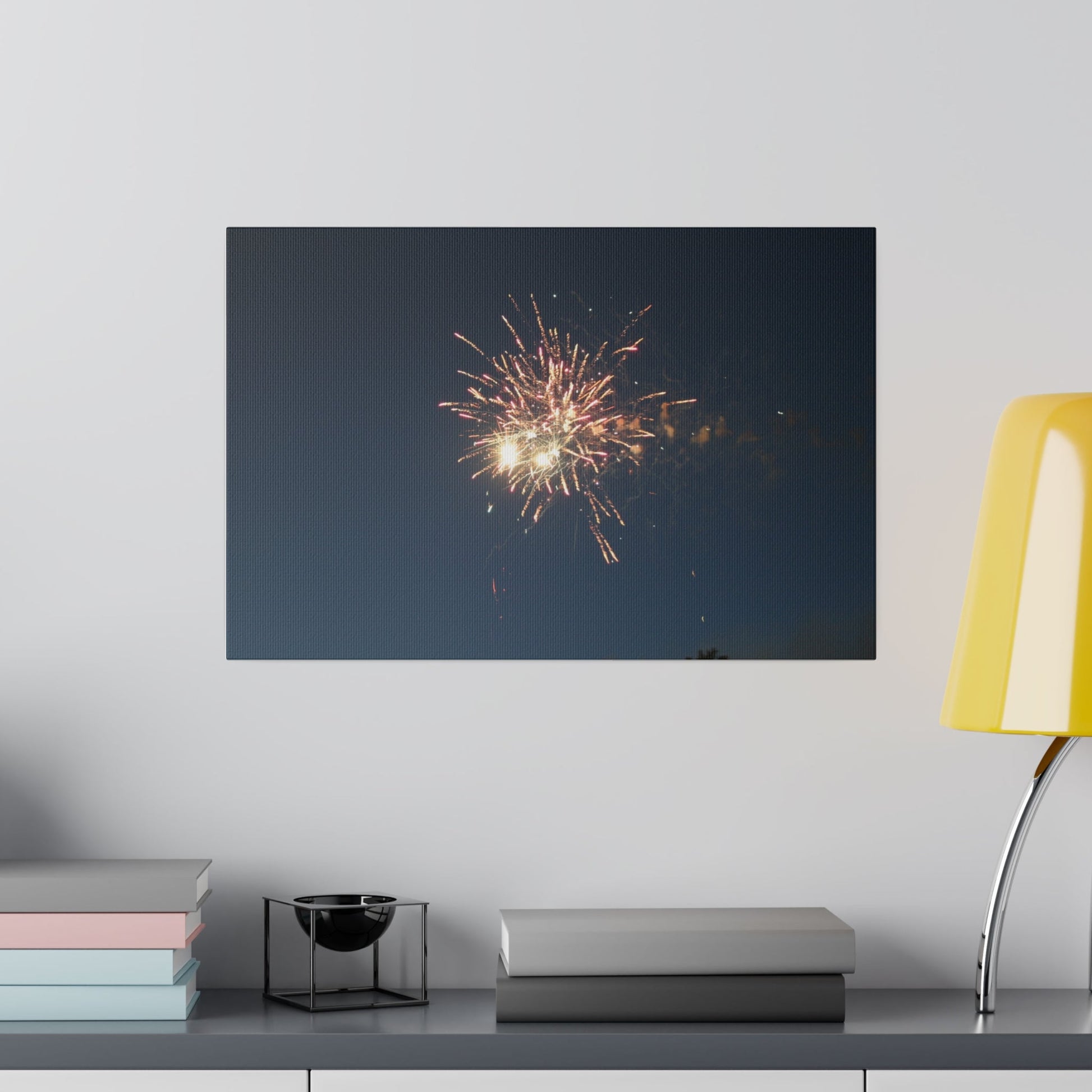 Orange Firework With Red Sparks, Matte Canvas, Stretched, 0.75" - The Trio Synergize Group