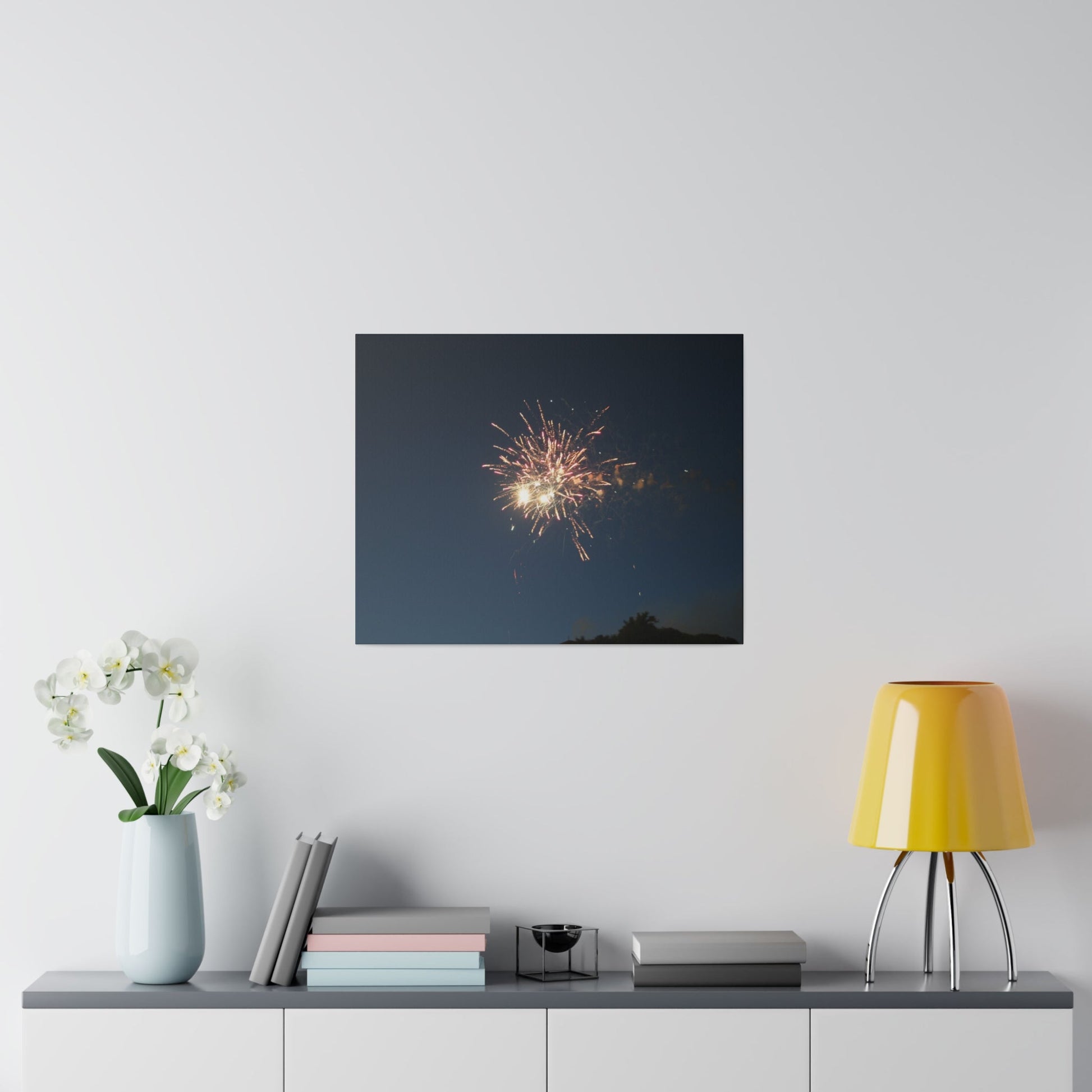 Orange Firework With Red Sparks, Matte Canvas, Stretched, 0.75" - The Trio Synergize Group