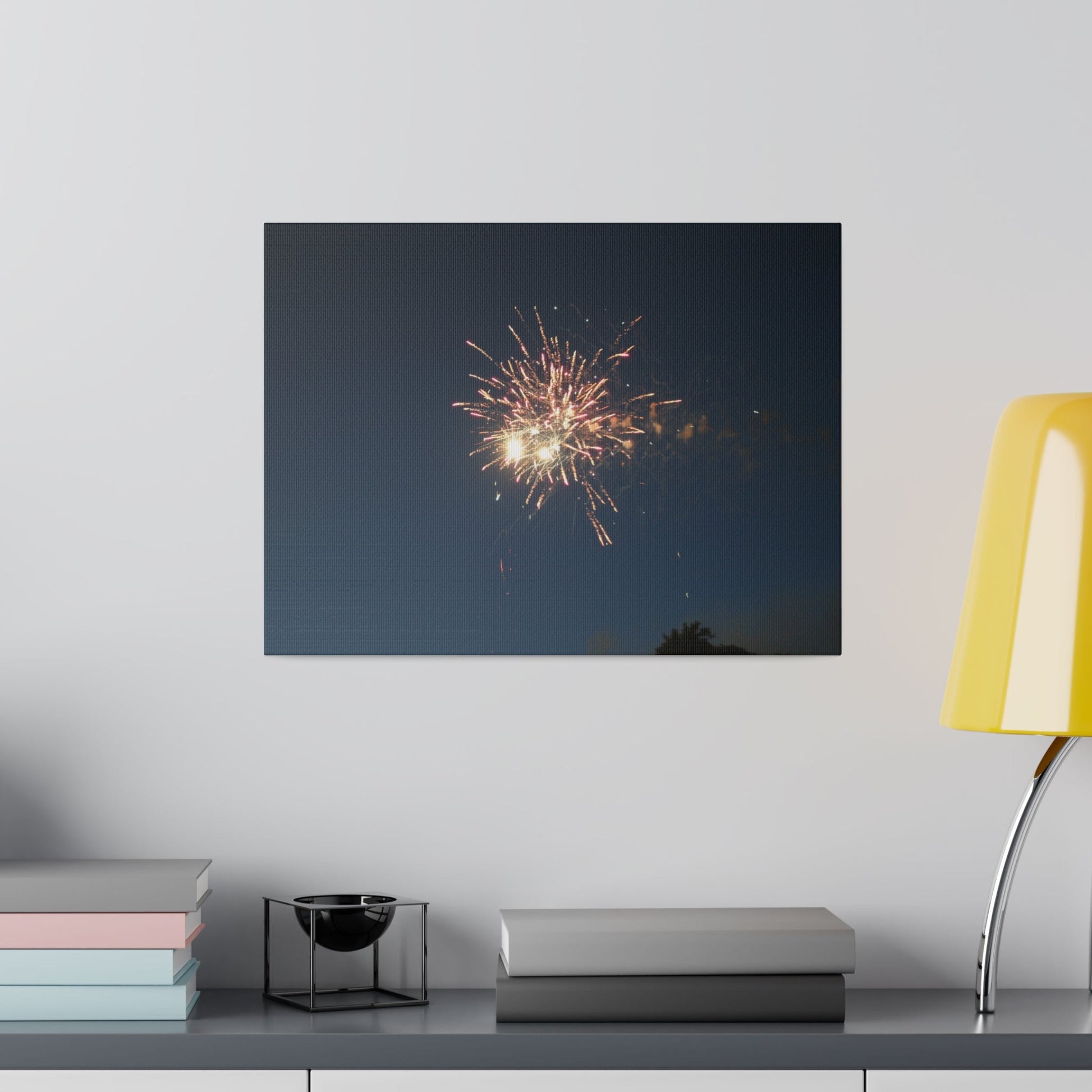 Orange Firework With Red Sparks, Matte Canvas, Stretched, 0.75" - The Trio Synergize Group