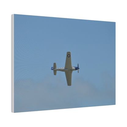 P - 51 Mustang Flying From The Left With A View Of The Undercarriage, Matte Canvas, Stretched, 0.75" - The Trio Synergize Group