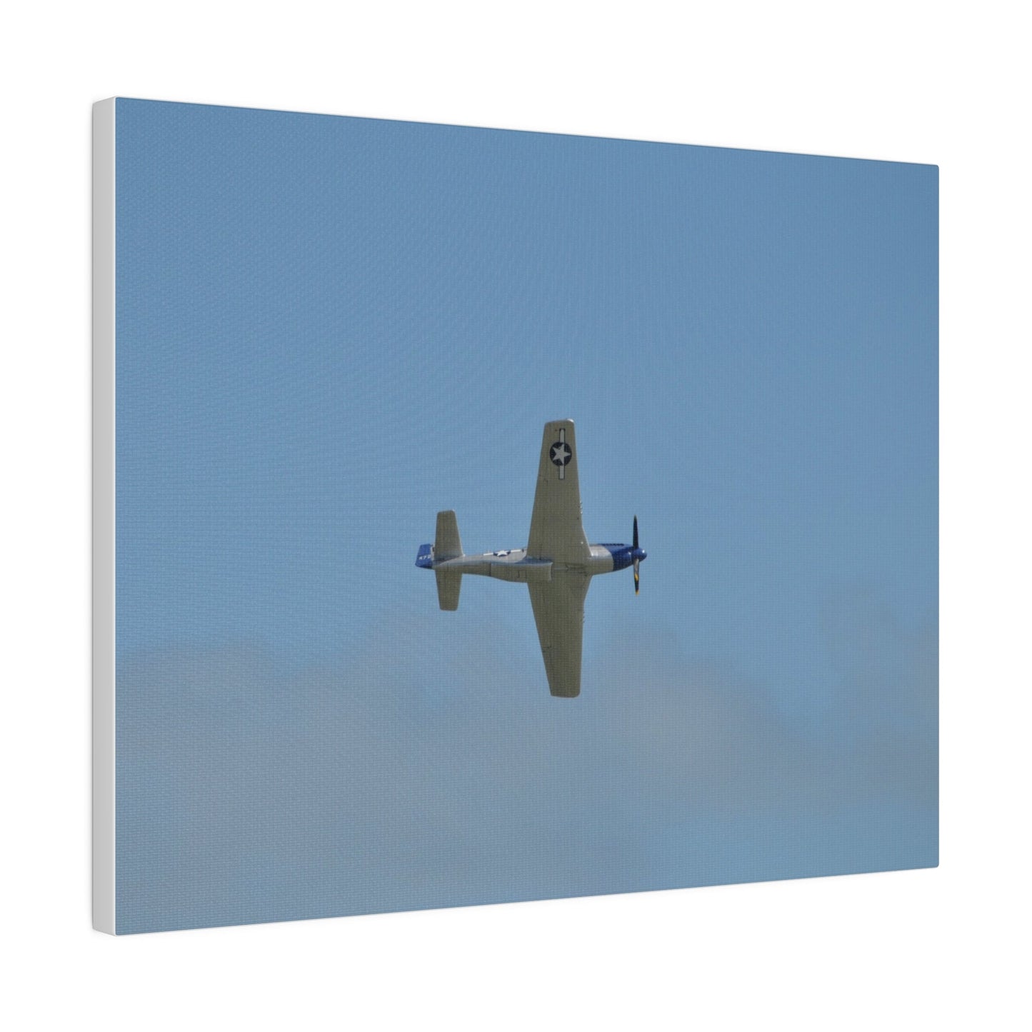 P - 51 Mustang Flying From The Left With A View Of The Undercarriage, Matte Canvas, Stretched, 0.75" - The Trio Synergize Group