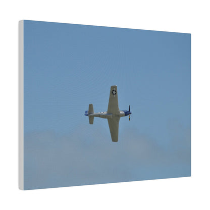 P - 51 Mustang Flying From The Left With A View Of The Undercarriage, Matte Canvas, Stretched, 0.75" - The Trio Synergize Group