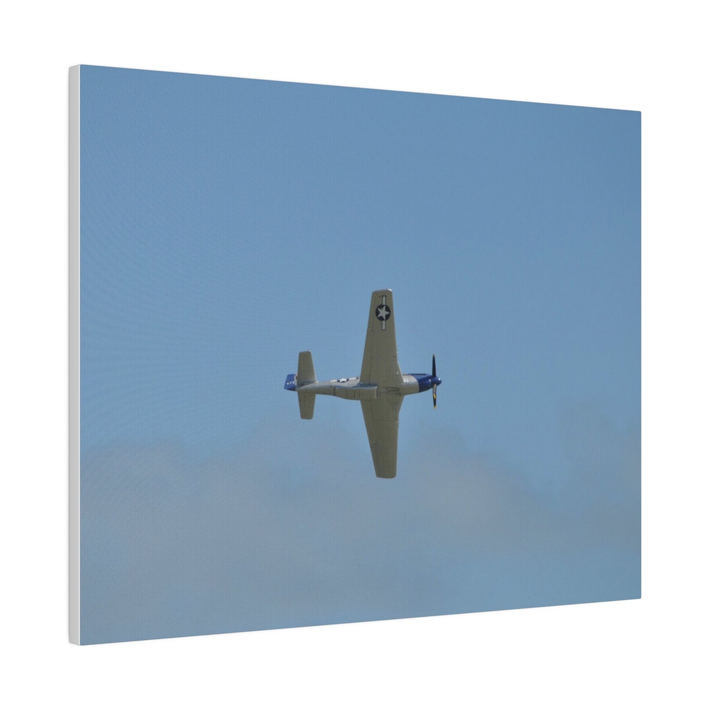 P - 51 Mustang Flying From The Left With A View Of The Undercarriage, Matte Canvas, Stretched, 0.75" - The Trio Synergize Group