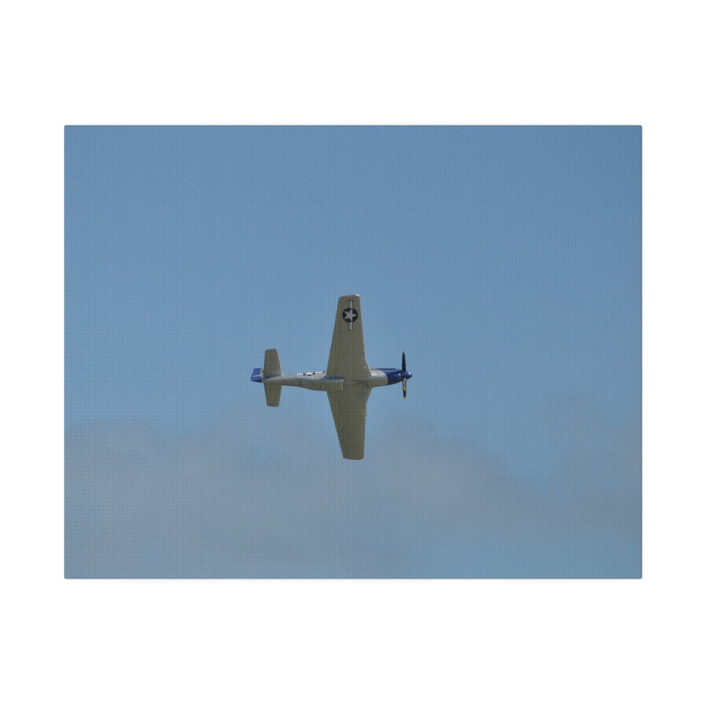 P - 51 Mustang Flying From The Left With A View Of The Undercarriage, Matte Canvas, Stretched, 0.75" - The Trio Synergize Group