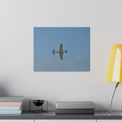 P - 51 Mustang Flying From The Left With A View Of The Undercarriage, Matte Canvas, Stretched, 0.75" - The Trio Synergize Group