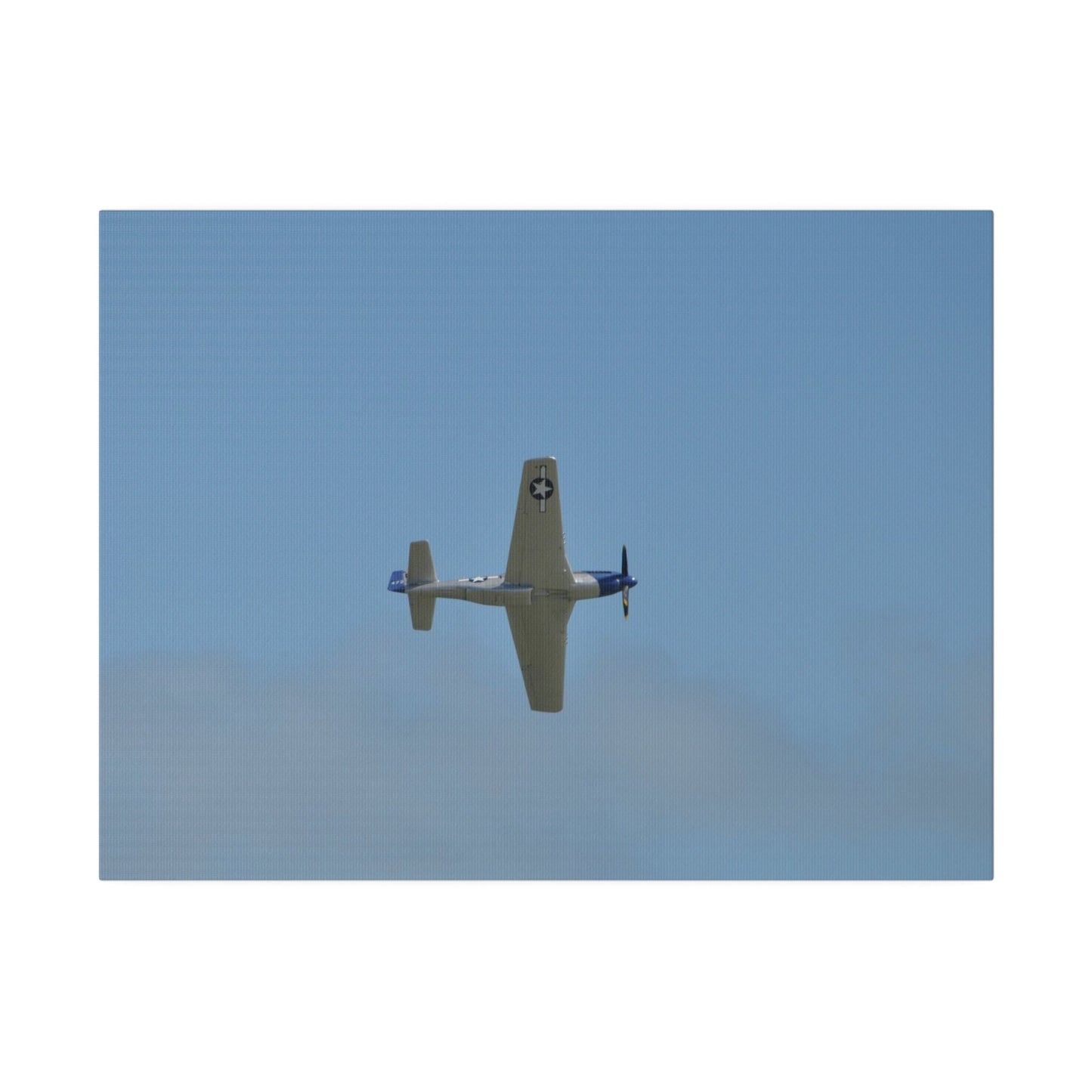 P - 51 Mustang Flying From The Left With A View Of The Undercarriage, Matte Canvas, Stretched, 0.75" - The Trio Synergize Group