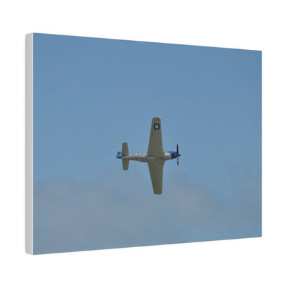 P - 51 Mustang Flying From The Left With A View Of The Undercarriage, Matte Canvas, Stretched, 0.75" - The Trio Synergize Group