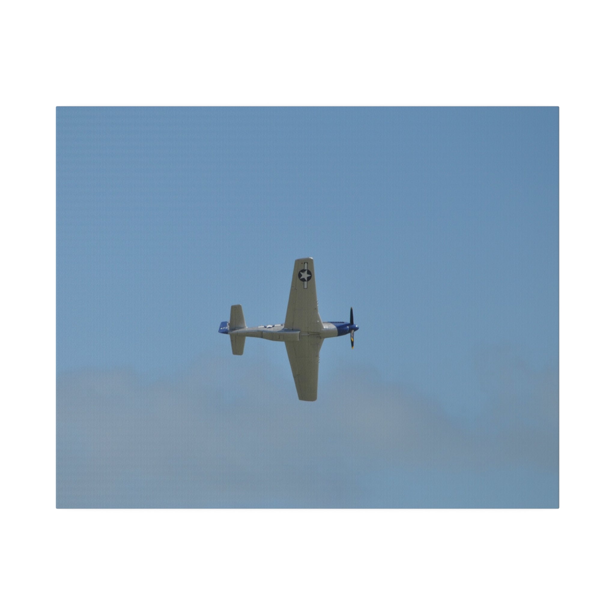 P - 51 Mustang Flying From The Left With A View Of The Undercarriage, Matte Canvas, Stretched, 0.75" - The Trio Synergize Group