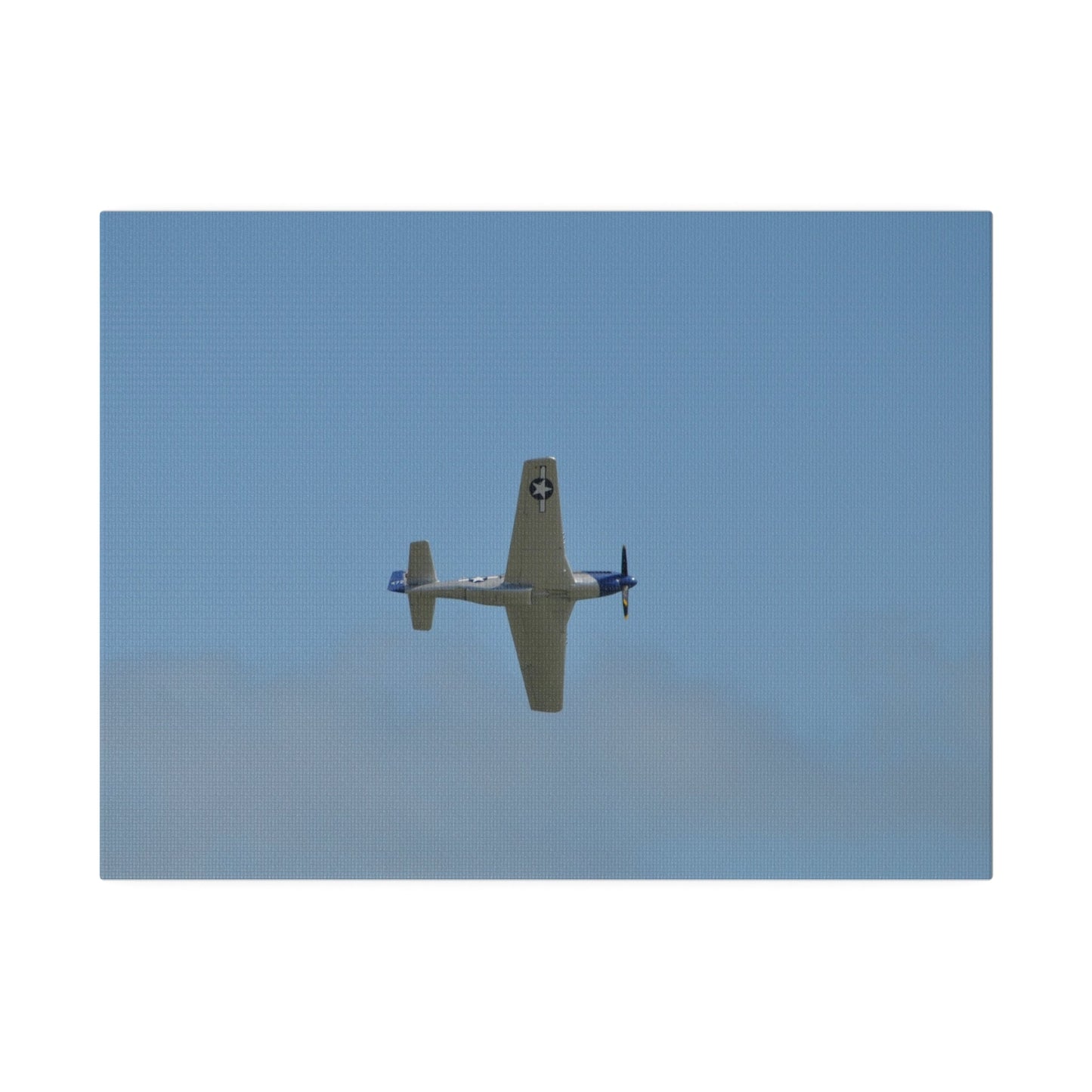 P - 51 Mustang Flying From The Left With A View Of The Undercarriage, Matte Canvas, Stretched, 0.75" - The Trio Synergize Group