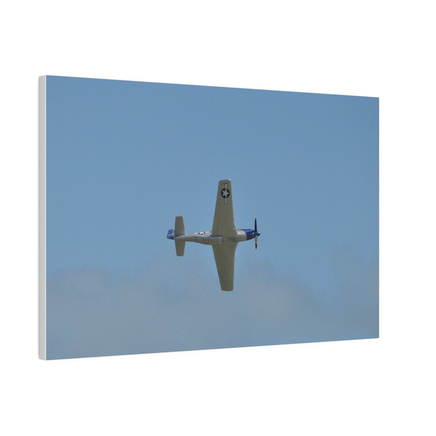 P - 51 Mustang Flying From The Left With A View Of The Undercarriage, Matte Canvas, Stretched, 0.75" - The Trio Synergize Group