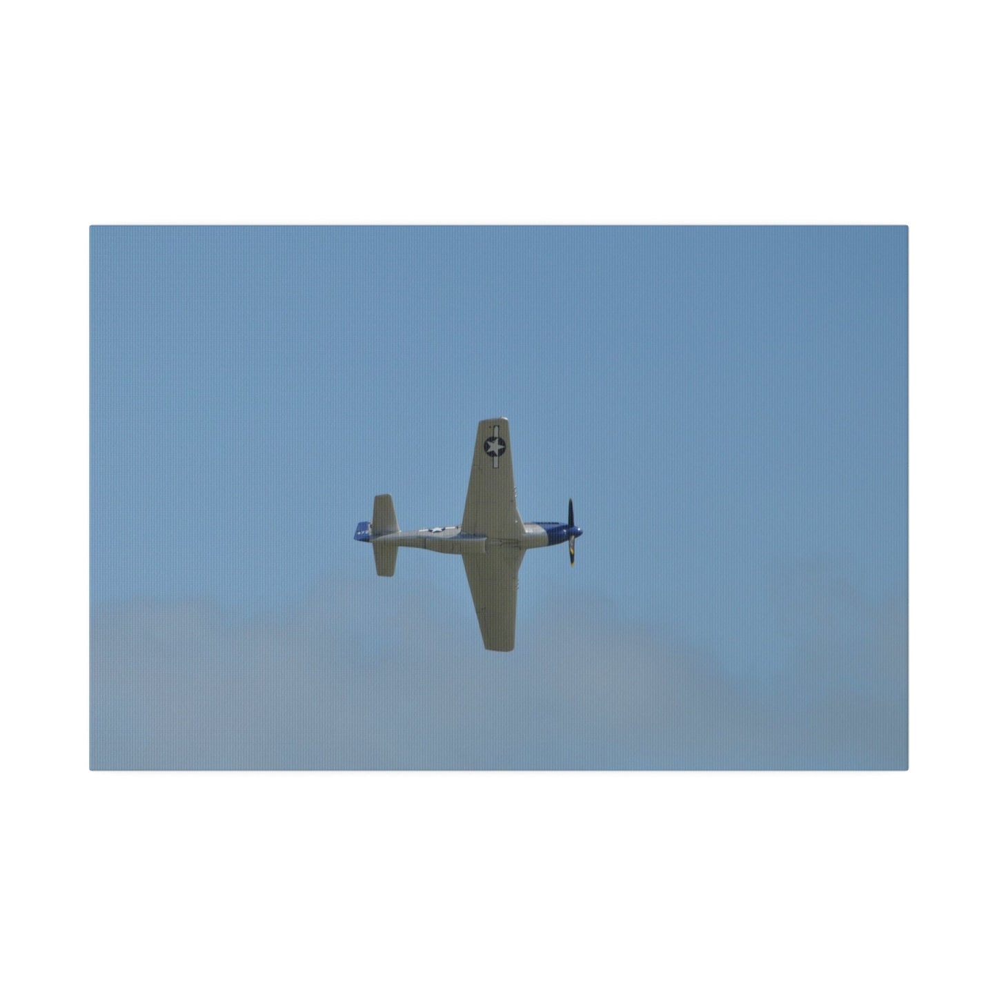 P - 51 Mustang Flying From The Left With A View Of The Undercarriage, Matte Canvas, Stretched, 0.75" - The Trio Synergize Group