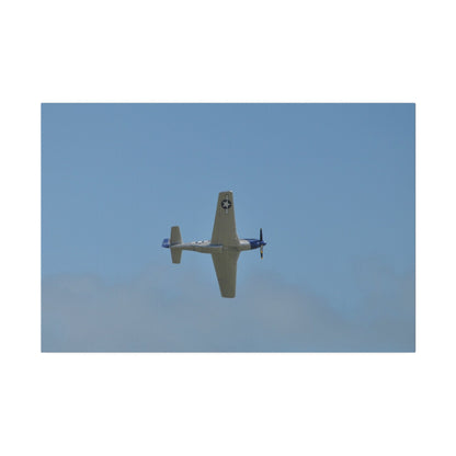 P - 51 Mustang Flying From The Left With A View Of The Undercarriage, Matte Canvas, Stretched, 0.75" - The Trio Synergize Group