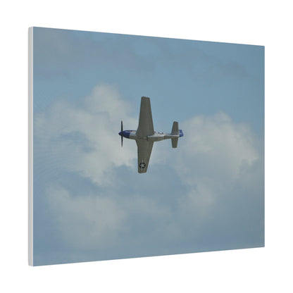 P - 51 Mustang Flying From The Right With A View Of The Undercarriage, Matte Canvas, Stretched, 0.75" - The Trio Synergize Group