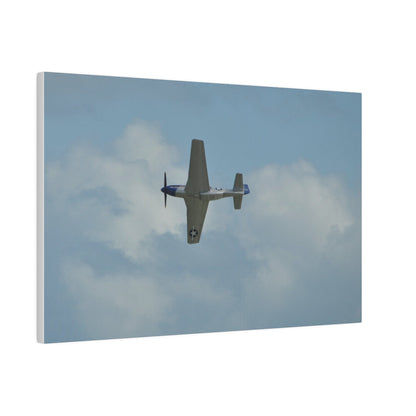 P - 51 Mustang Flying From The Right With A View Of The Undercarriage, Matte Canvas, Stretched, 0.75" - The Trio Synergize Group