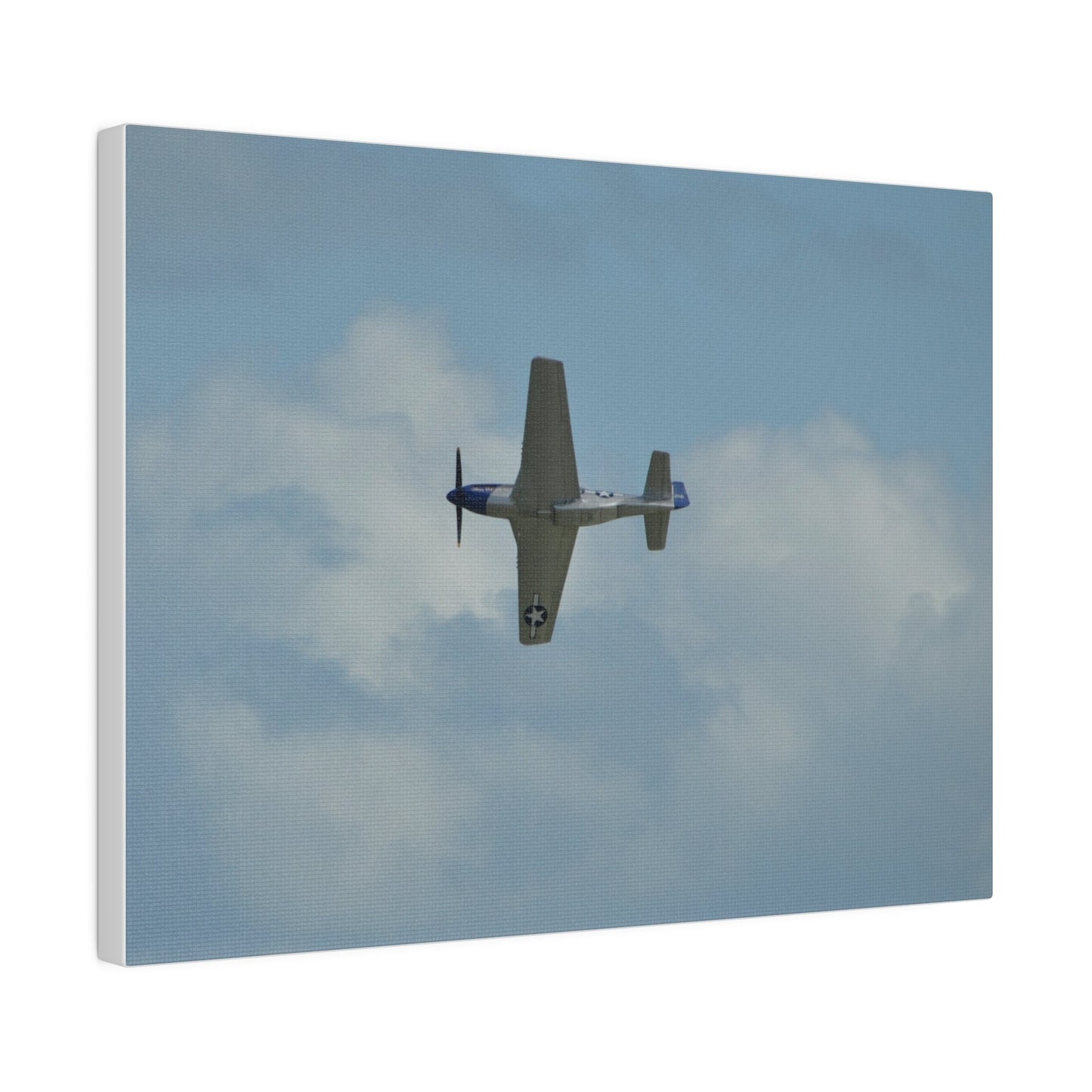 P - 51 Mustang Flying From The Right With A View Of The Undercarriage, Matte Canvas, Stretched, 0.75" - The Trio Synergize Group