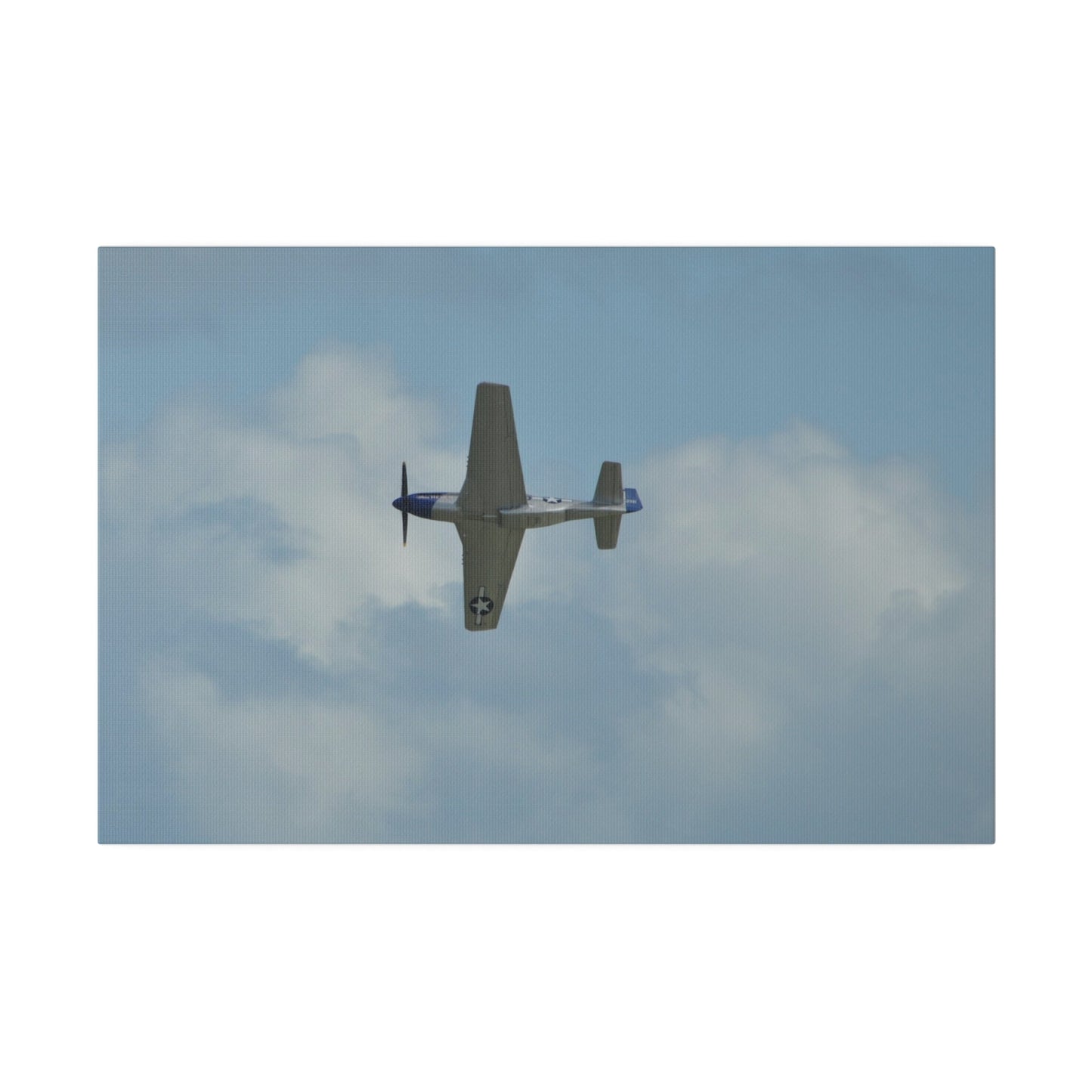 P - 51 Mustang Flying From The Right With A View Of The Undercarriage, Matte Canvas, Stretched, 0.75" - The Trio Synergize Group