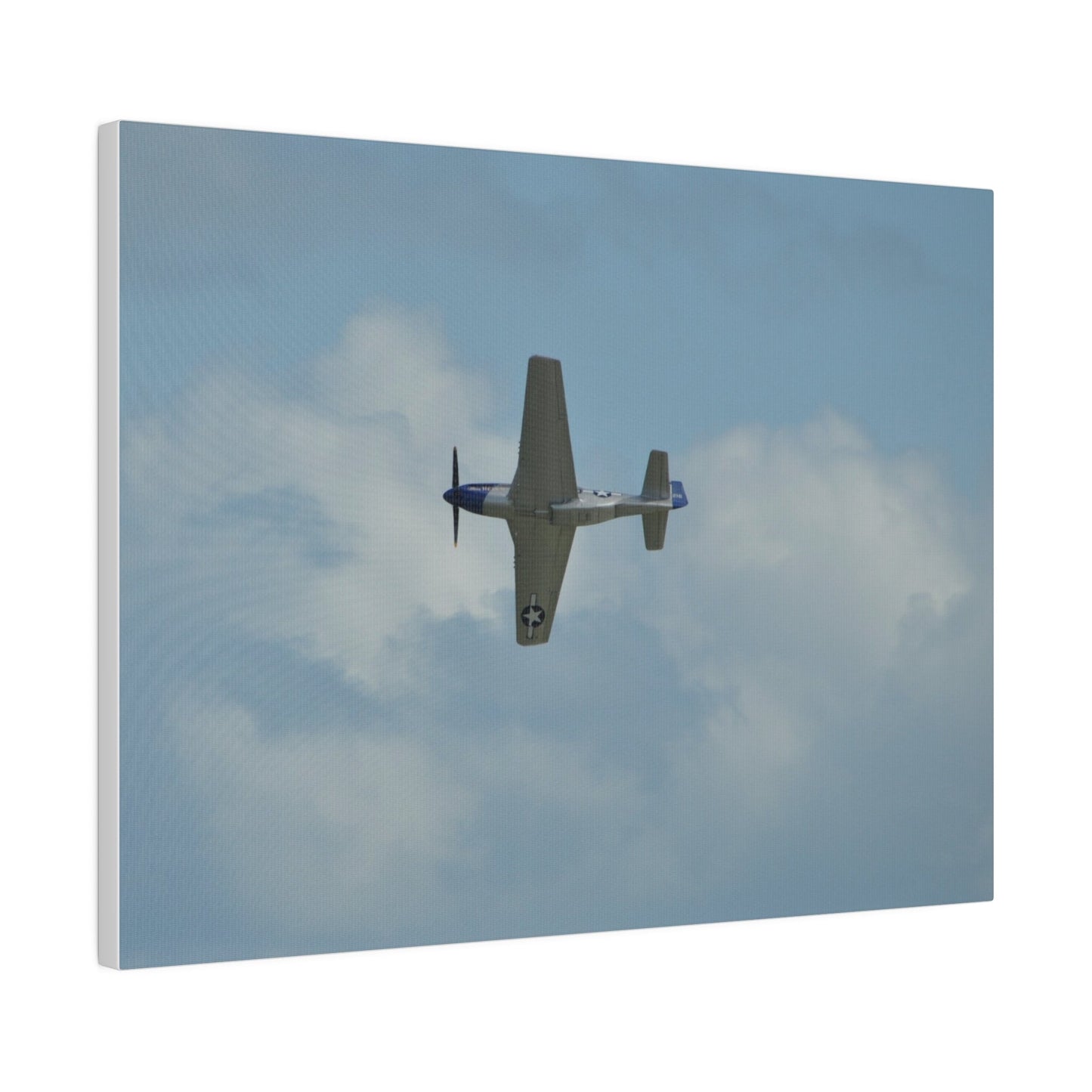 P - 51 Mustang Flying From The Right With A View Of The Undercarriage, Matte Canvas, Stretched, 0.75" - The Trio Synergize Group