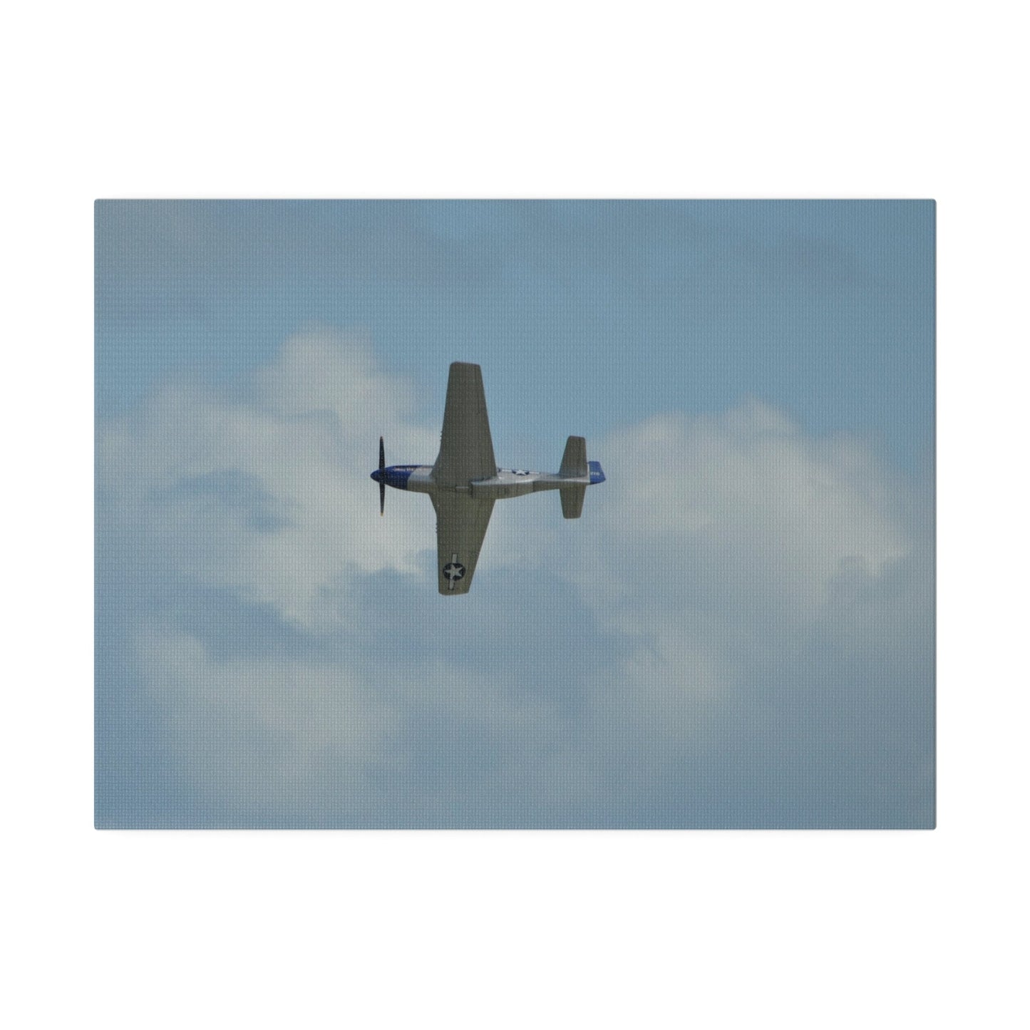 P - 51 Mustang Flying From The Right With A View Of The Undercarriage, Matte Canvas, Stretched, 0.75" - The Trio Synergize Group