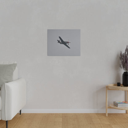 P - 51D Mustang Flying From The Left And Banking Left, Matte Canvas, Stretched, 0.75" - The Trio Synergize Group