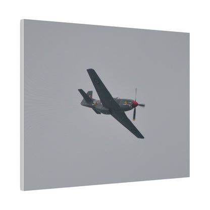 P - 51D Mustang Flying From The Left And Banking Left, Matte Canvas, Stretched, 0.75" - The Trio Synergize Group