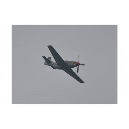 P - 51D Mustang Flying From The Left And Banking Left, Matte Canvas, Stretched, 0.75" - The Trio Synergize Group