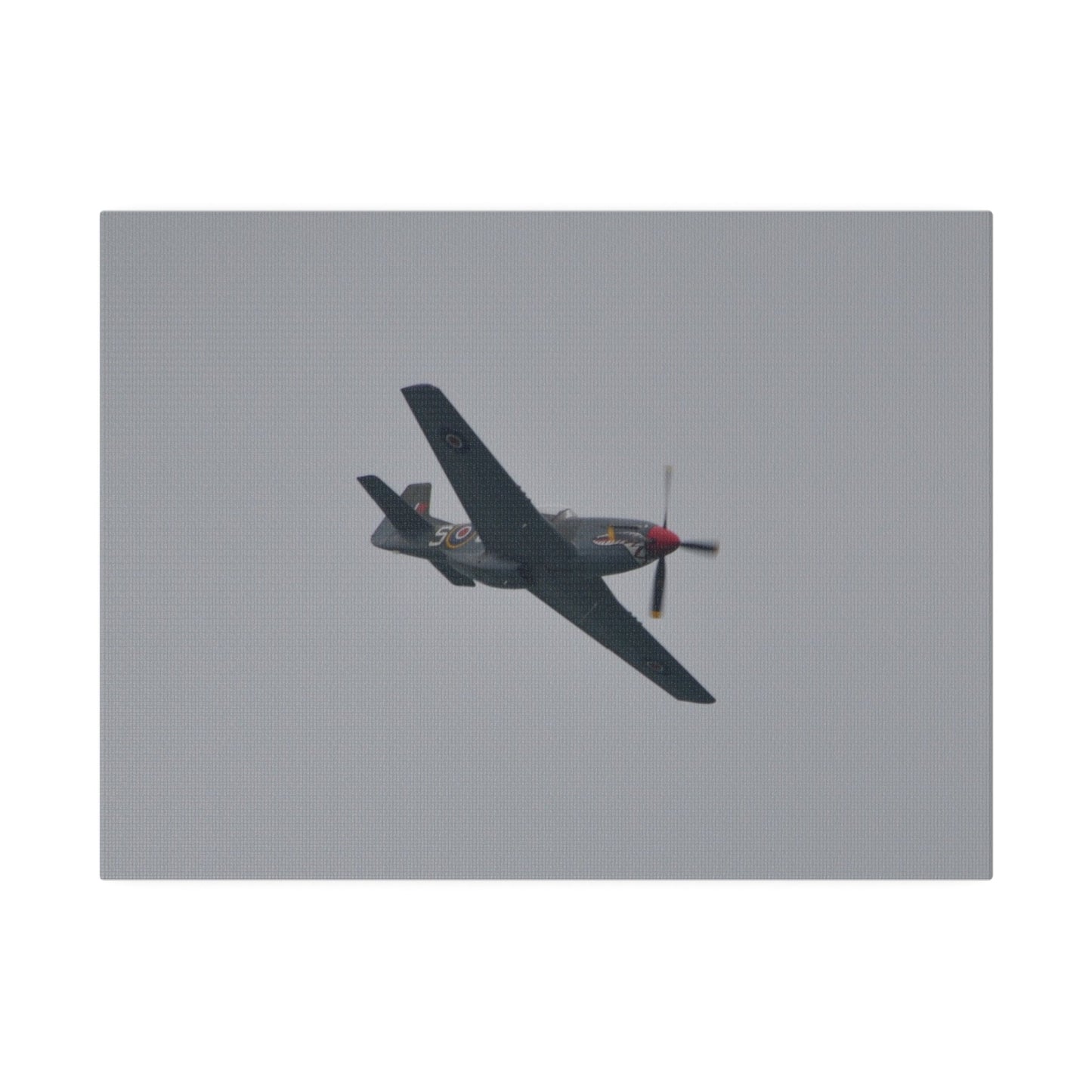 P - 51D Mustang Flying From The Left And Banking Left, Matte Canvas, Stretched, 0.75" - The Trio Synergize Group