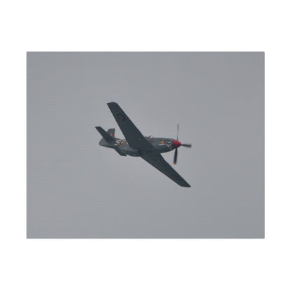 P - 51D Mustang Flying From The Left And Banking Left, Matte Canvas, Stretched, 0.75" - The Trio Synergize Group