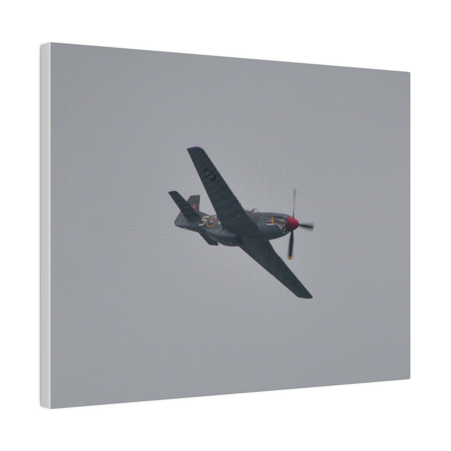 P - 51D Mustang Flying From The Left And Banking Left, Matte Canvas, Stretched, 0.75" - The Trio Synergize Group