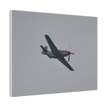 P - 51D Mustang Flying From The Left And Banking Left, Matte Canvas, Stretched, 0.75" - The Trio Synergize Group
