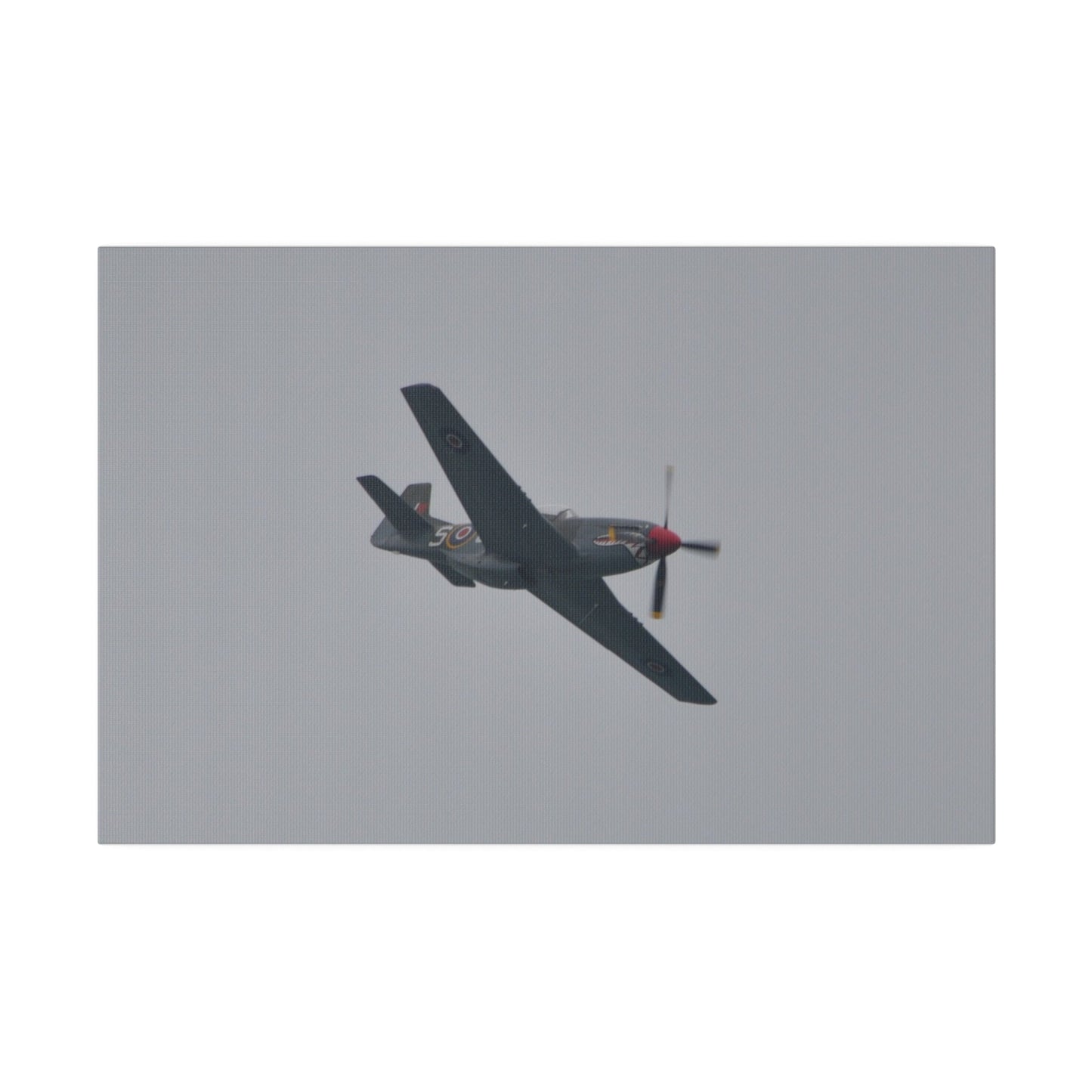 P - 51D Mustang Flying From The Left And Banking Left, Matte Canvas, Stretched, 0.75" - The Trio Synergize Group