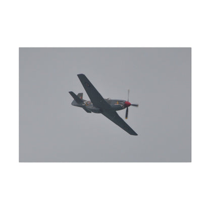 P - 51D Mustang Flying From The Left And Banking Left, Matte Canvas, Stretched, 0.75" - The Trio Synergize Group