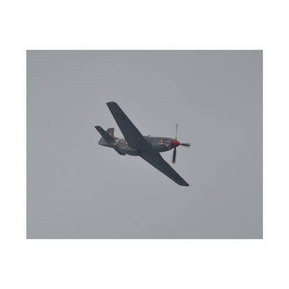 P - 51D Mustang Flying From The Left And Banking Left, Matte Canvas, Stretched, 0.75" - The Trio Synergize Group