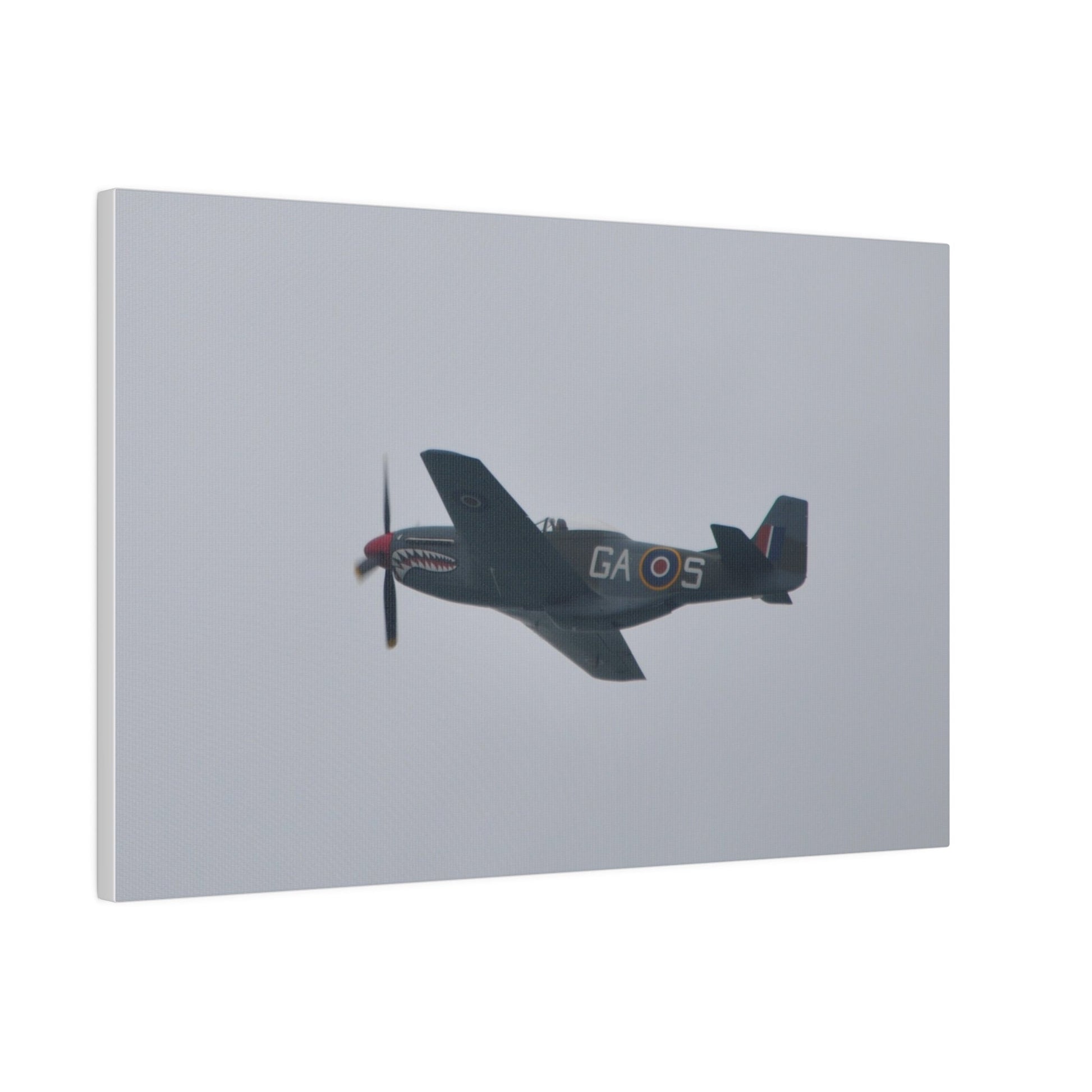 P - 51D Mustang Flying From The Right Side View, Matte Canvas, Stretched, 0.75" - The Trio Synergize Group
