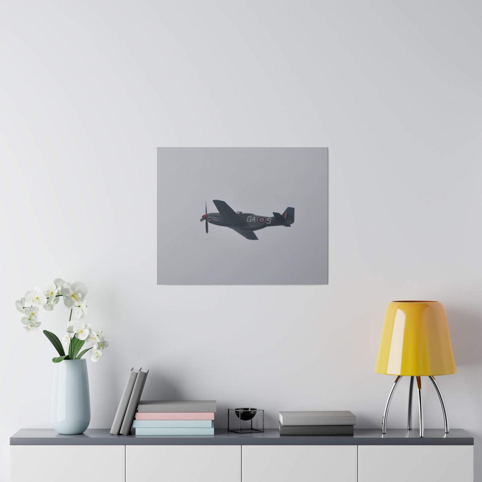 P - 51D Mustang Flying From The Right Side View, Matte Canvas, Stretched, 0.75" - The Trio Synergize Group