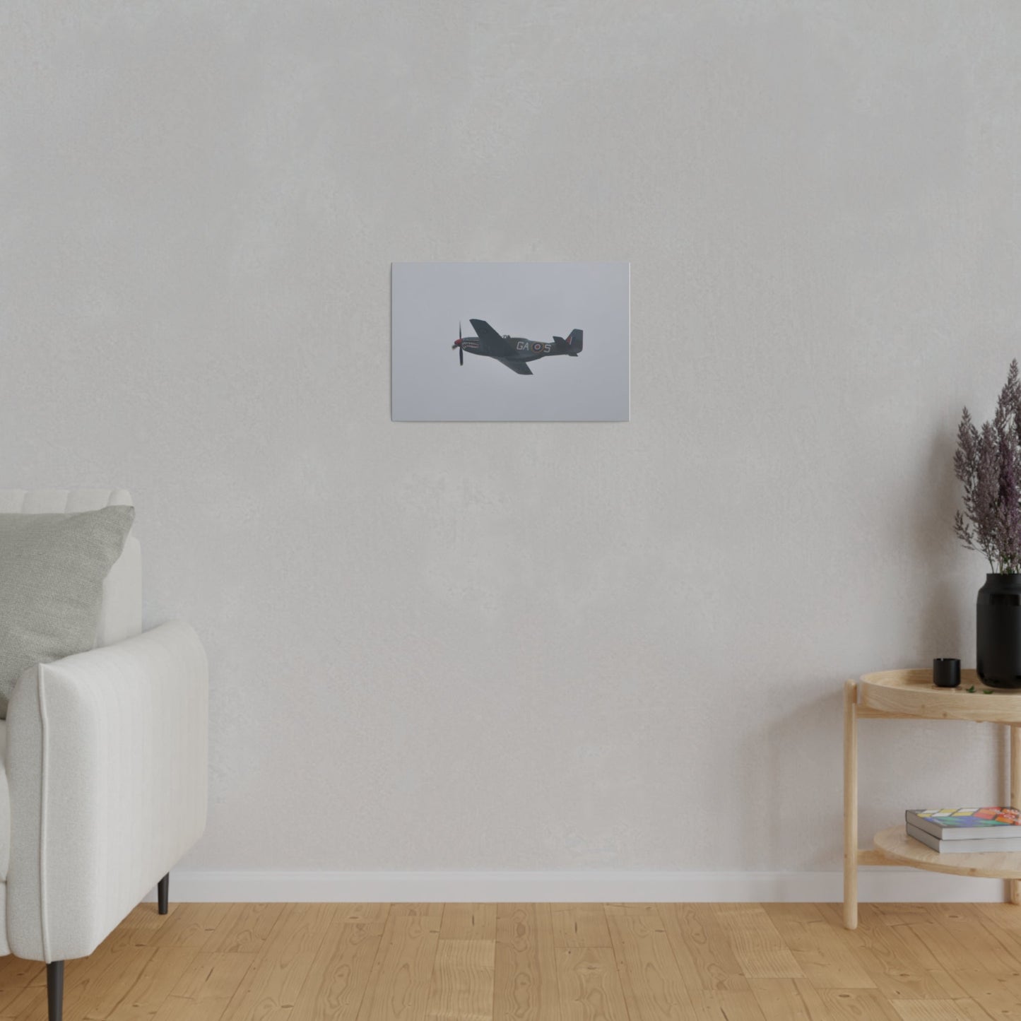 P - 51D Mustang Flying From The Right Side View, Matte Canvas, Stretched, 0.75" - The Trio Synergize Group