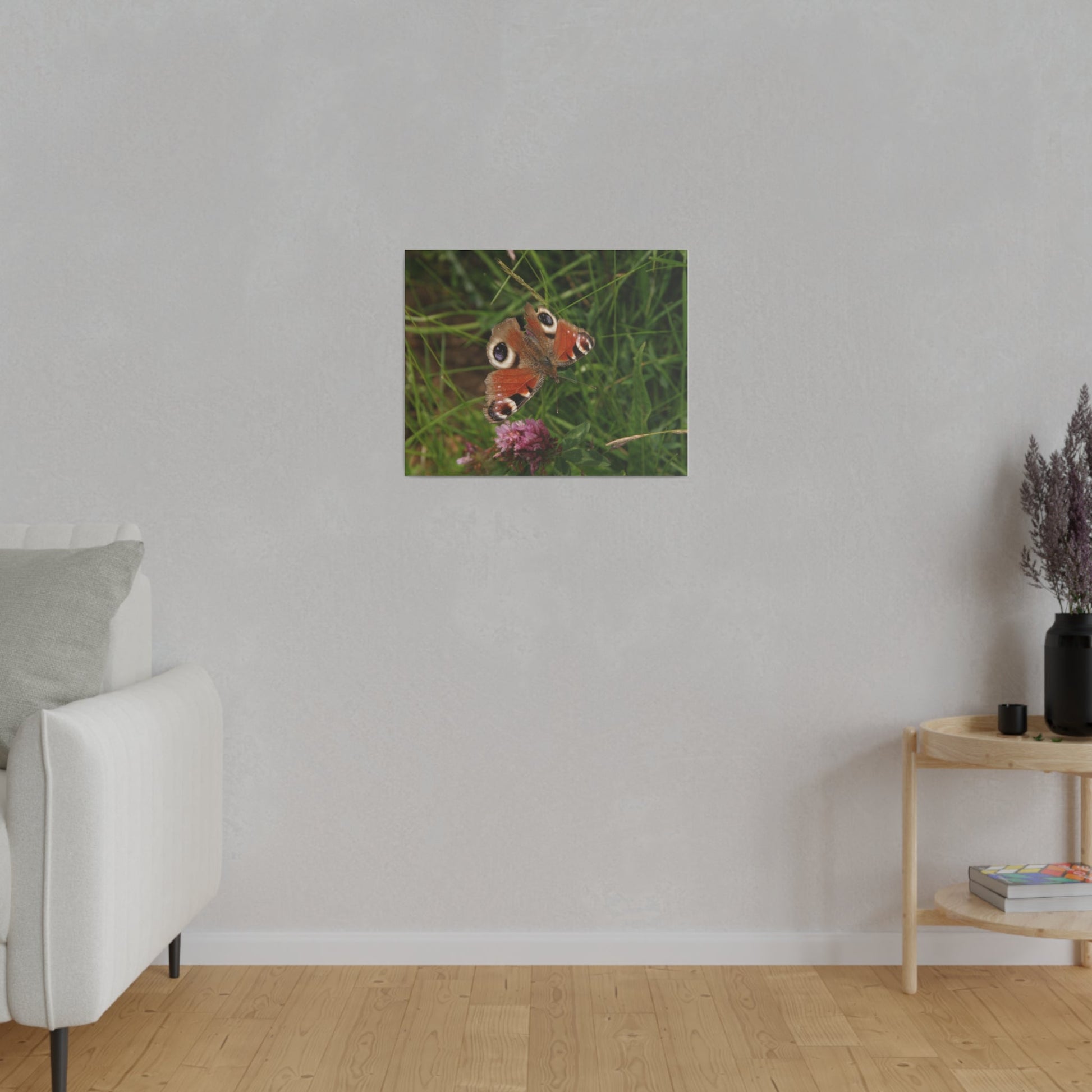 Peacock Butterfly On A Flower, Matte Canvas, Stretched, 0.75" - The Trio Synergize Group