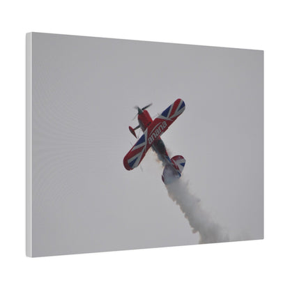 Pitts S - 2s Flying From The Right Ascending Sideways With Smoke, Matte Canvas, Stretched, 0.75" - The Trio Synergize Group
