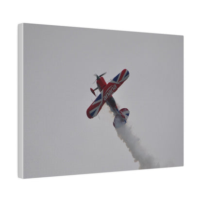 Pitts S - 2s Flying From The Right Ascending Sideways With Smoke, Matte Canvas, Stretched, 0.75" - The Trio Synergize Group