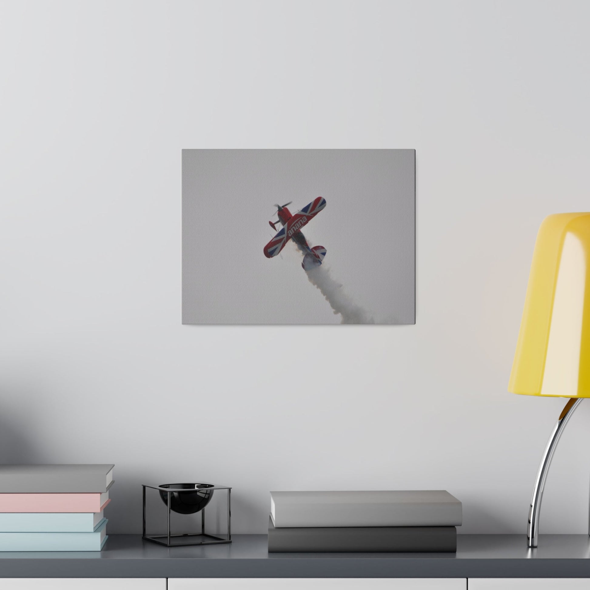 Pitts S - 2s Flying From The Right Ascending Sideways With Smoke, Matte Canvas, Stretched, 0.75" - The Trio Synergize Group