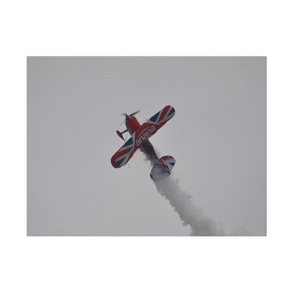 Pitts S - 2s Flying From The Right Ascending Sideways With Smoke, Matte Canvas, Stretched, 0.75" - The Trio Synergize Group