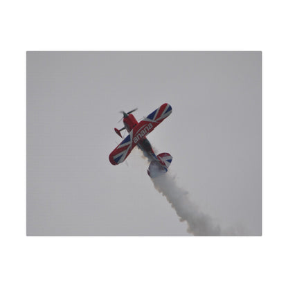 Pitts S - 2s Flying From The Right Ascending Sideways With Smoke, Matte Canvas, Stretched, 0.75" - The Trio Synergize Group