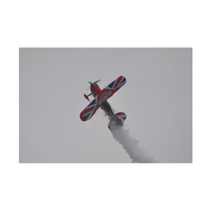 Pitts S - 2s Flying From The Right Ascending Sideways With Smoke, Matte Canvas, Stretched, 0.75" - The Trio Synergize Group
