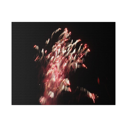 Red And White Haze Fireworks Canvas - The Trio Synergize Group