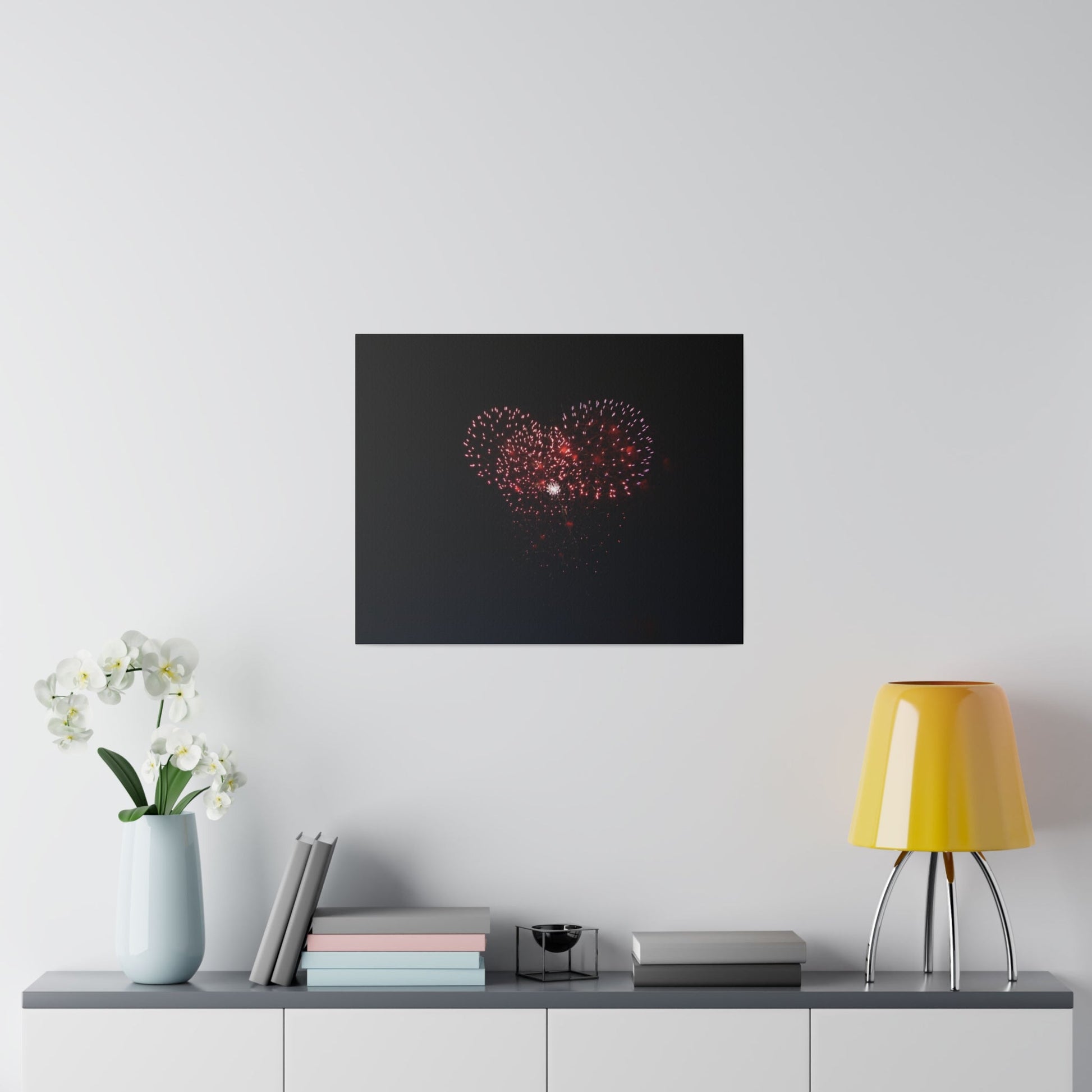Red Firework In Night Sky, Matte Canvas, Stretched, 0.75" - The Trio Synergize Group