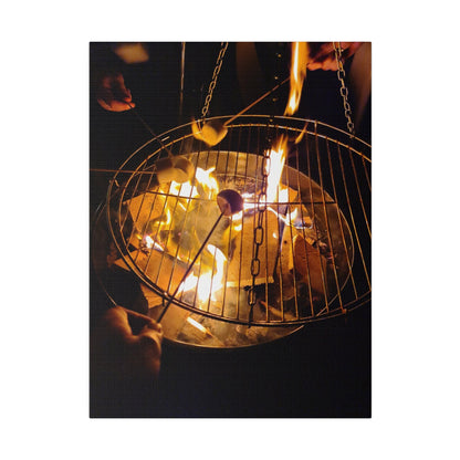 Roasting Marshmallows Over A Fire Pit, Matte Canvas, Stretched, 0.75" - The Trio Synergize Group