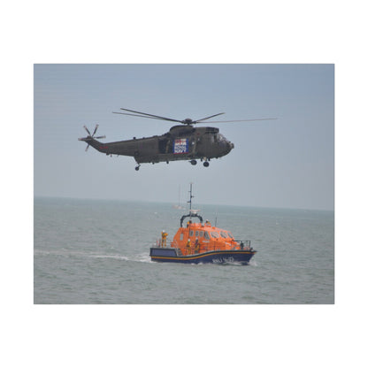 Sea King Helicopter Hovering Over An RNLI Lifeboat, Matte Canvas, Stretched, 0.75" - The Trio Synergize Group