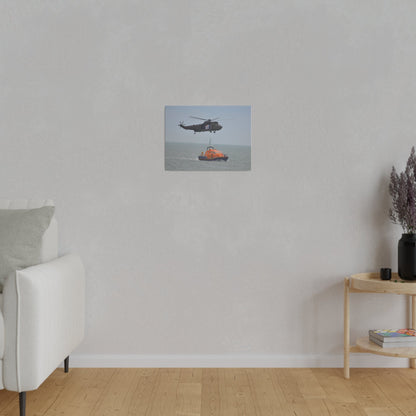 Sea King Helicopter Hovering Over An RNLI Lifeboat, Matte Canvas, Stretched, 0.75" - The Trio Synergize Group