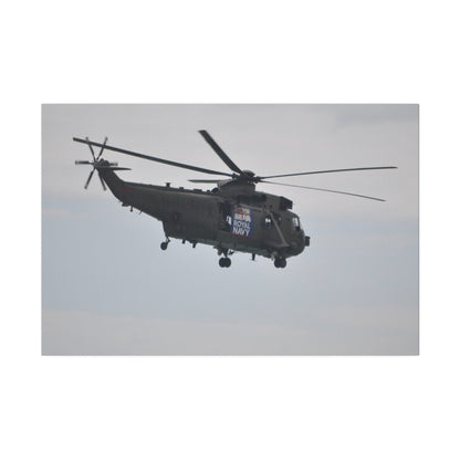 Sea King Helicopter Hovering With Rear And Side View, Matte Canvas, Stretched, 0.75" - The Trio Synergize Group